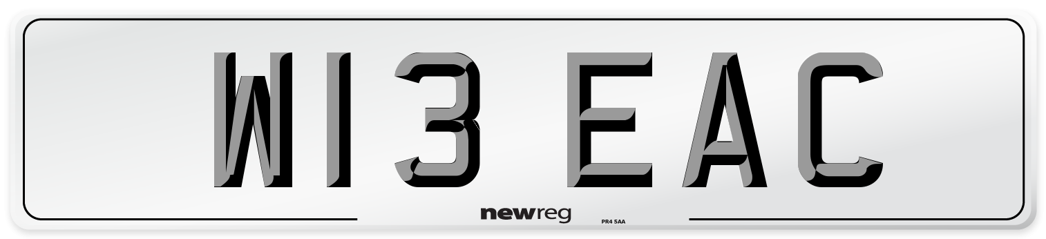 W13 EAC Number Plate from New Reg